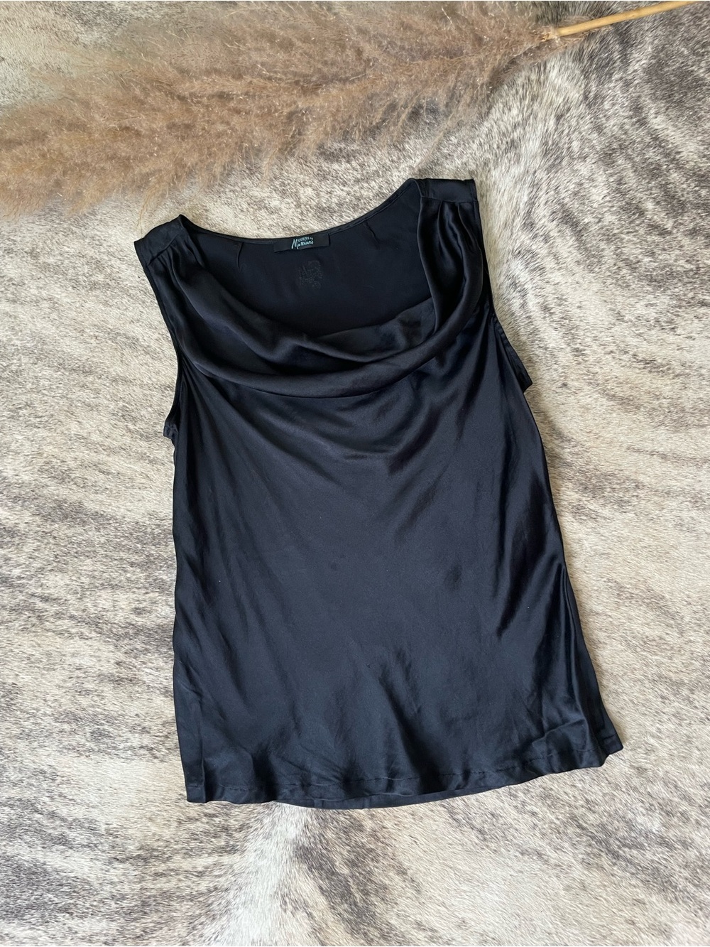 Guess by Marciano Black Satin Cowl Neck Camisole